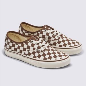 NIB Vans Authentic Brown/White Check Sneakers Size 6.5
